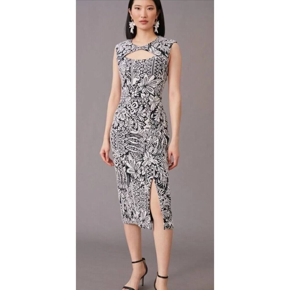 Anthropology Damask New Jacquard Cut Bodycon Floral Soft Knit Lined Size Medium